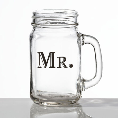 Personalized Set of Jar Glasses - Mr. & Mrs. Mason Jar Glasses 2-16 Ounces, 60980